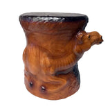 Handmade Safari Theme Middle Eastern Camel Embossed Handmade Papier Mache Stool End Table