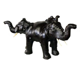 Handmade Safari Theme Leather Covered Handmade Paper Mache Asian Elephant Coffee Table 