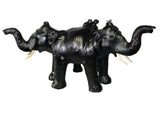 Handmade Safari Theme Leather Covered Handmade Paper Mache Asian Elephant Coffee Table 