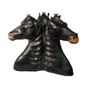 Handmade Safari Theme Leather Covered Handmade Paper Mache Dark Horse  Coffee Table