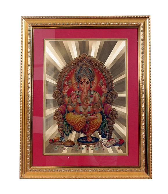 Golden Wall Photo Frame Hindu God Ganesh Spiritual