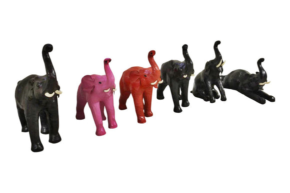 Handmade Paper Mache  Leather Elephant Figurine