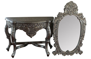 Blackened Silver Royal  Dressing Table  & Mirror set