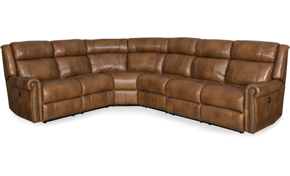 Traditional Style Handcrafted Leather Sectional Sofa – Carmel Brown