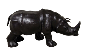 Handmade Paper Mache Big Rhino Leather Figurine