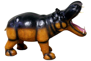 Handmade Paper Mache Leather Big Hippo Figurine